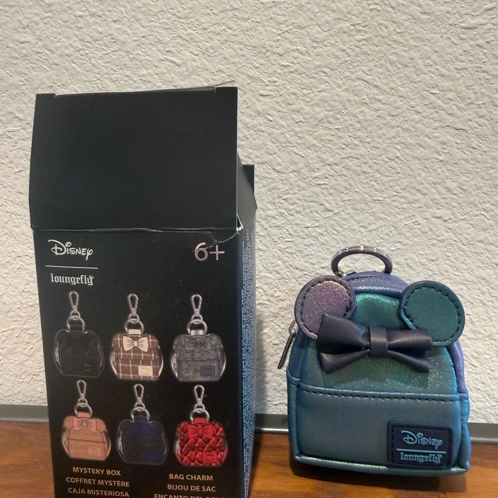 NWT Disney Loungefly Iridescent Purple & Green Mini Bag Charm Keychain